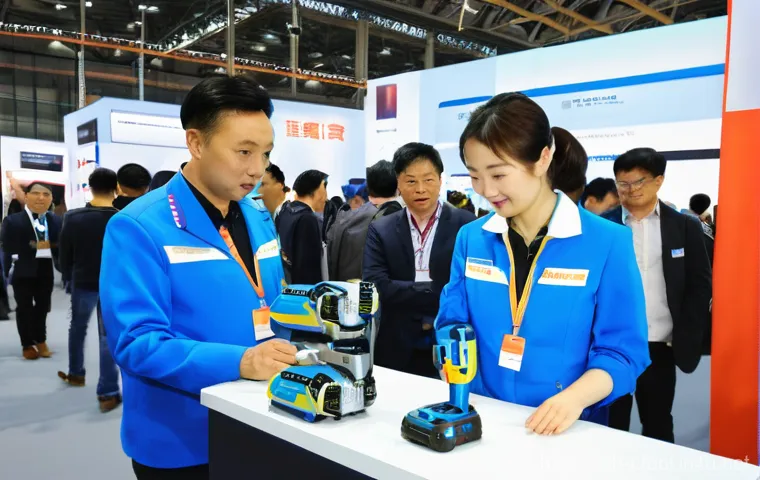 전동 공구 관련 전시회 및 박람회 일정 - **Prompt 1: German Cologne International Hardware Fair - Future of Power Tools**
    A wide-angle sh...