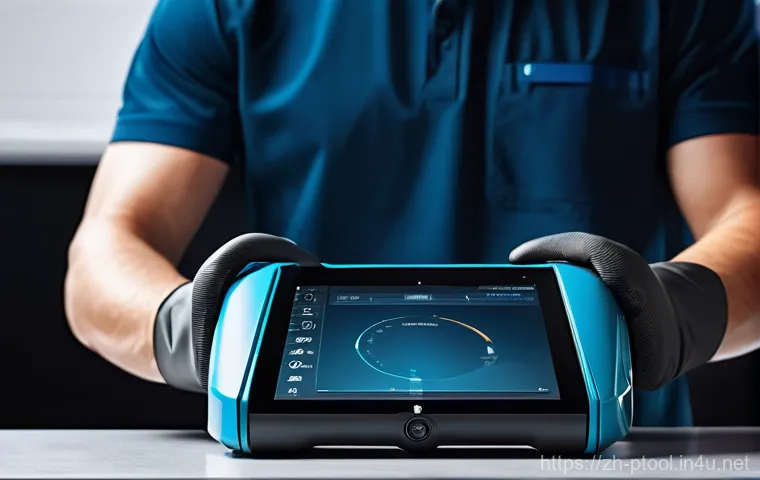 전동 공구 전문가 인터뷰 - **Prompt: A futuristic, intelligent cordless drill being operated by a skilled adult in a sleek, wel...