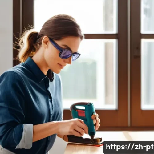 전동 공구 관련 온라인 강의 추천 - A focused woman in her early 30s, wearing comfortable, practical everyday clothes including a long-s...