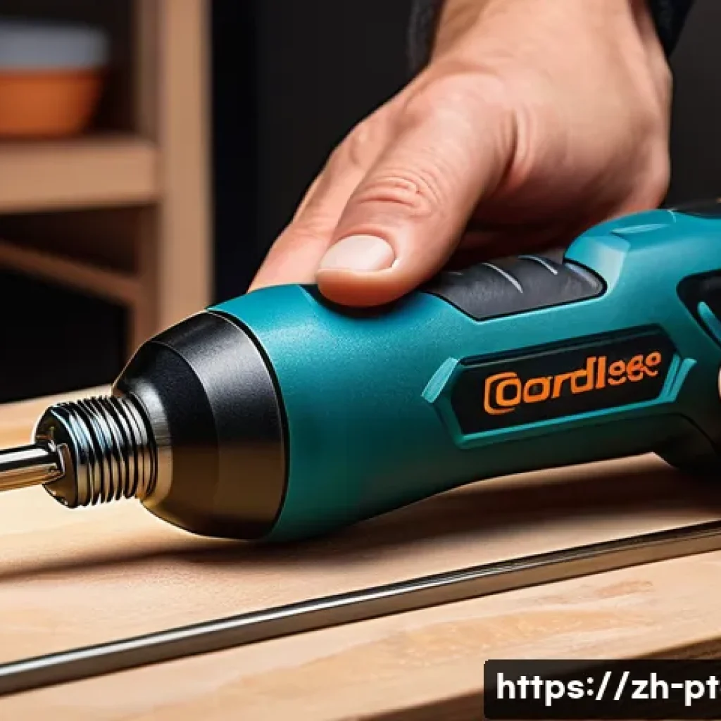 전동 드라이버 가격 비교 - A close-up image of a modern cordless electric screwdriver with a sleek ergonomic grip, featuring a ...