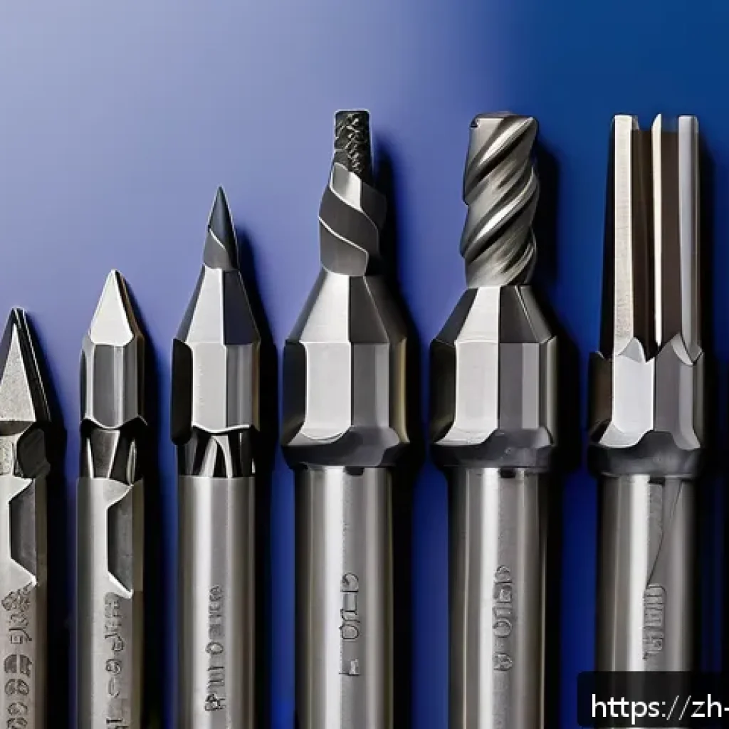 전동 공구 부품 호환성 체크 - A highly detailed close-up of various electric drill bits arranged neatly on a workshop table, showc...