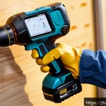 전동 공구 특허 출원 정보 - A highly detailed scene of a modern smart cordless electric drill equipped with advanced intelligent...