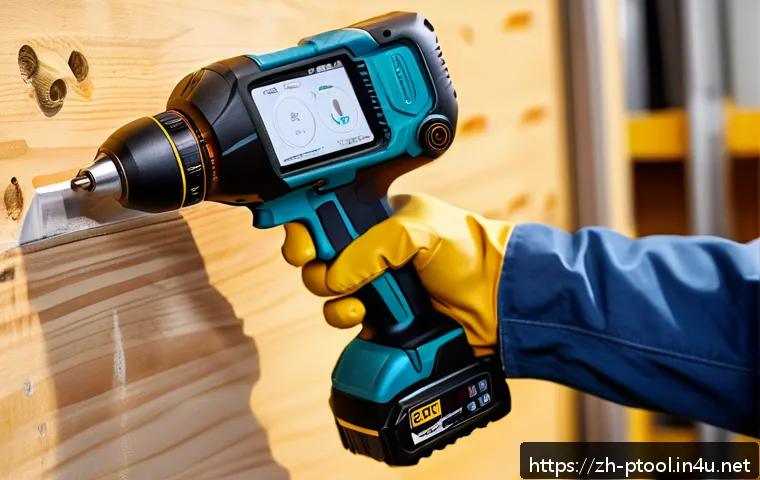 전동 공구 특허 출원 정보 - A highly detailed scene of a modern smart cordless electric drill equipped with advanced intelligent...